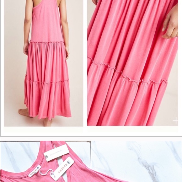 ANTHROPOLOGIE Sundry Pink Tiered Racerback Dress - Picture 2 of 3